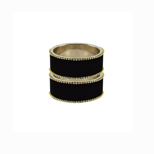 Black Plain  Brass Bangle (Pack Of 2) (sku-ban5595)