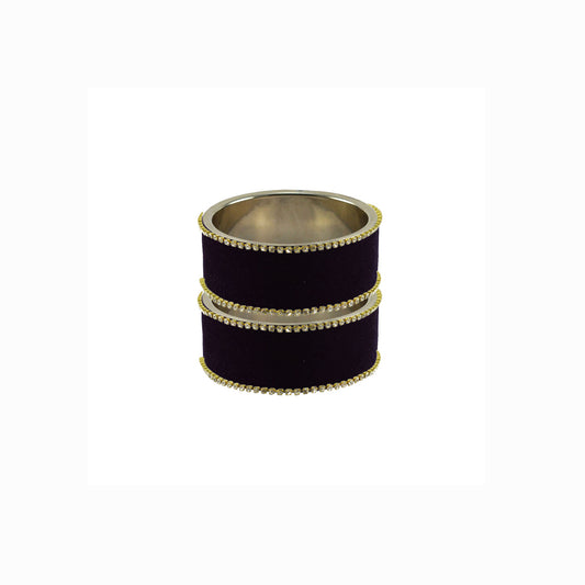 Black Plain  Brass Bangle (Pack Of 2) (sku-ban5602)