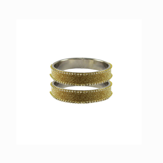 Golden Stone Stud Metal Bangle With Extra Large Size  (Pack Of 2) (sku-ban5621)