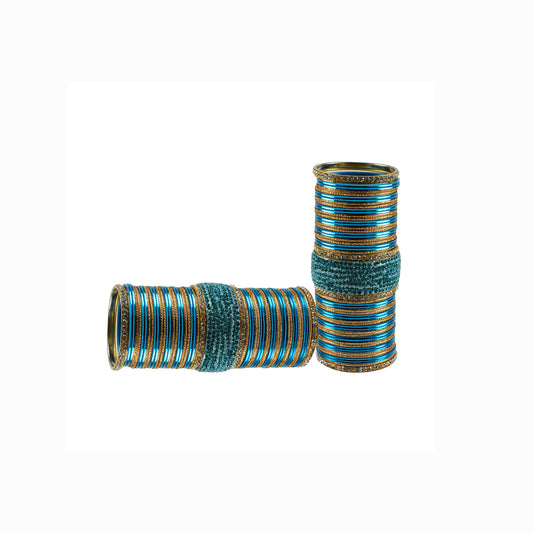 firozi Stone Stud Brass Bangle set  (Pack Of 106) (sku-ban5950)