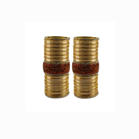 Golden Stone Stud Brass Bangle set  (Pack Of 106) (sku-ban5952)