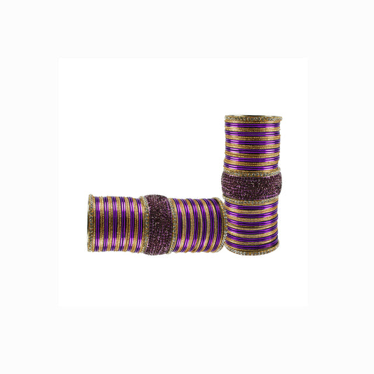 Purple Stone Stud Brass Bangle set  (Pack Of 106) (sku-ban5954)