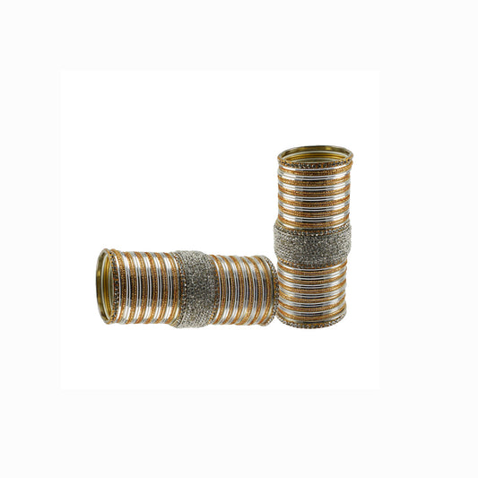 White Stone Stud Brass Bangle set  (Pack Of 106) (sku-ban5955)