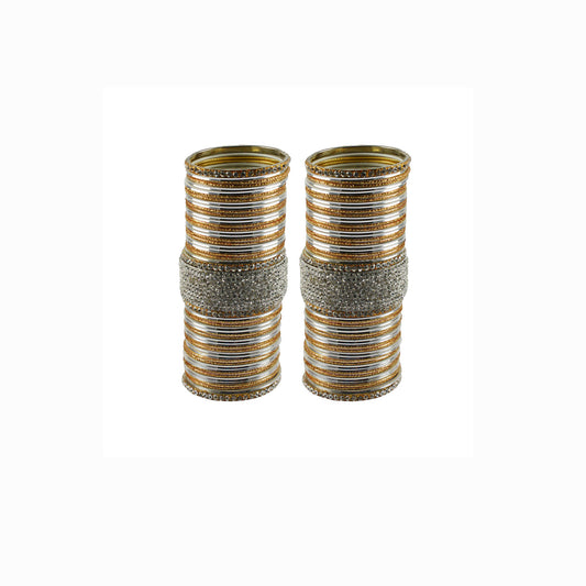 White Stone Stud Brass Bangle set  (Pack Of 106) (sku-ban5955)