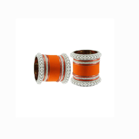 Orange Moti Brass Bangle set  (Pack Of 18) (sku-ban5958)