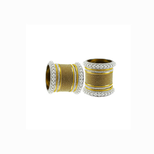 Golden Moti Brass Bangle set  (Pack Of 18) (sku-ban5960)
