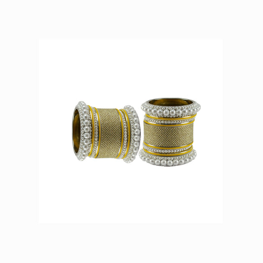 Golden Moti Brass Bangle set  (Pack Of 18) (sku-ban5961)
