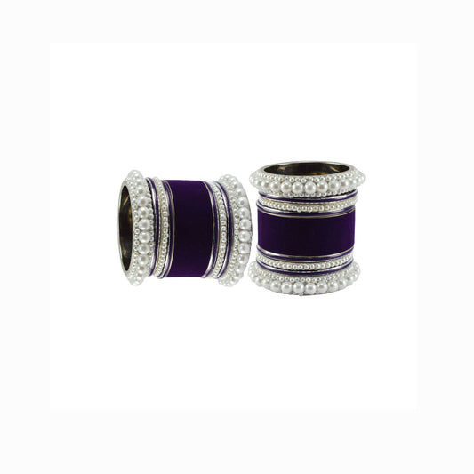 Purple Moti Brass Bangle set  (Pack Of 18) (sku-ban5962)