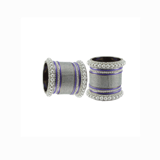 White Moti Brass Bangle set  (Pack Of 18) (sku-ban5963)