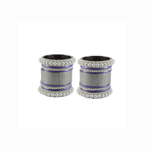 White Moti Brass Bangle set  (Pack Of 18) (sku-ban5963)