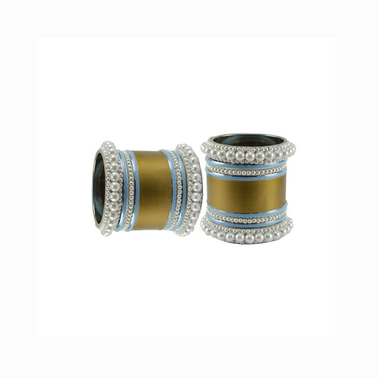 Golden Moti Brass Bangle set  (Pack Of 18) (sku-ban5964)