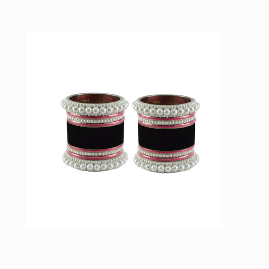 Black Moti Brass Bangle set  (Pack Of 18) (sku-ban5965)