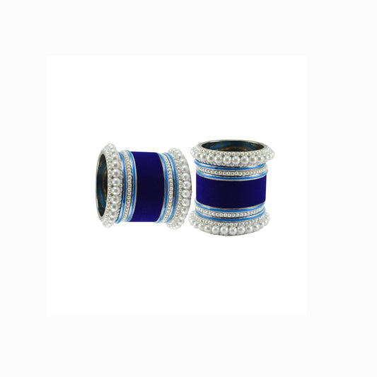 Blue Moti Brass Bangle set  (Pack Of 18) (sku-ban5966)