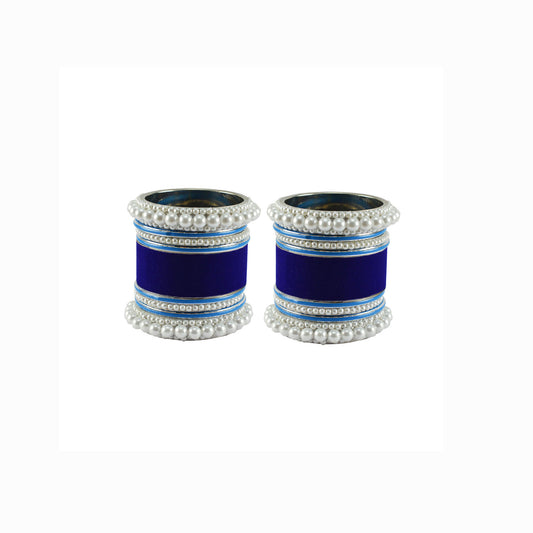 Blue Moti Brass Bangle set  (Pack Of 18) (sku-ban5966)