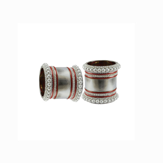 White Moti Brass Bangle set  (Pack Of 18) (sku-ban5968)