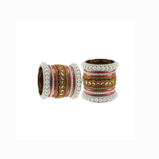 Golden Stone Stud Brass Bangle set  (Pack Of 18) (sku-ban5969)