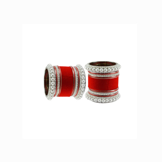 Red Moti Brass Bangle set  (Pack Of 18) (sku-ban5970)