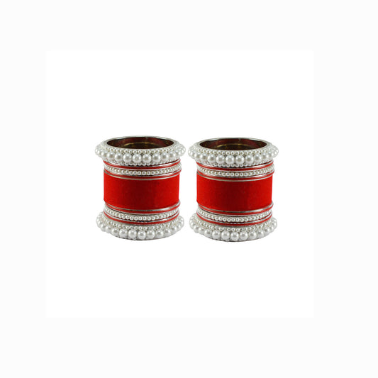 Red Moti Brass Bangle set  (Pack Of 18) (sku-ban5970)