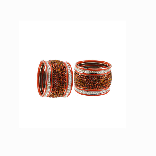 Copper Stone Stud Brass Bangle set  (Pack Of 14) (sku-ban6033)