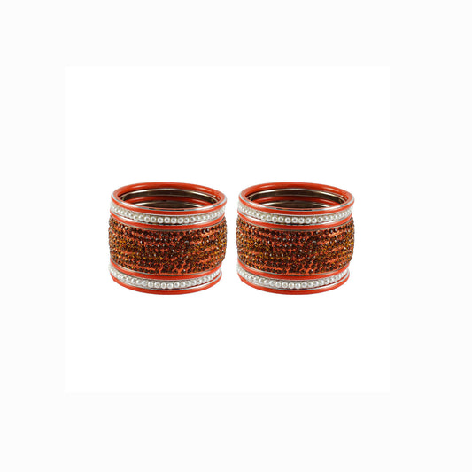 Copper Stone Stud Brass Bangle set  (Pack Of 14) (sku-ban6033)