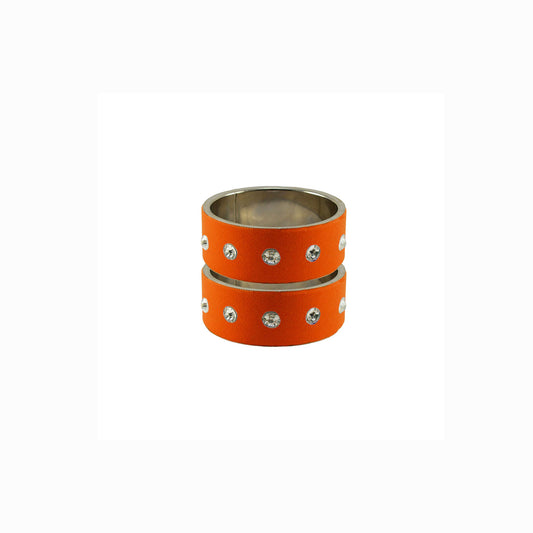 Orange Stone Stud Metal Bangle (Pack Of 2) (sku-ban6148)