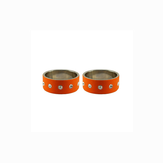 Orange Stone Stud Metal Bangle (Pack Of 2) (sku-ban6148)
