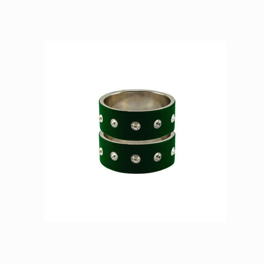 Green Stone Stud Metal Bangle (Pack Of 2) (sku-ban6150)