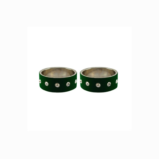 Green Stone Stud Metal Bangle (Pack Of 2) (sku-ban6150)
