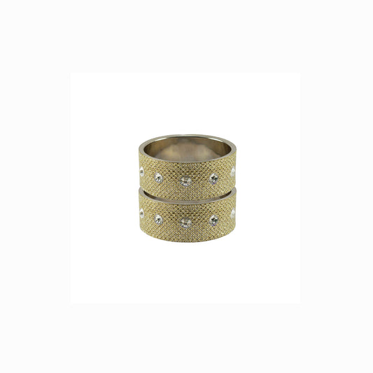Golden Stone Stud Metal Bangle (Pack Of 2) (sku-ban6151)