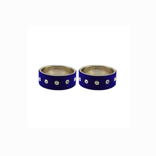 Blue Stone Stud Metal Bangle (Pack Of 2) (sku-ban6154)