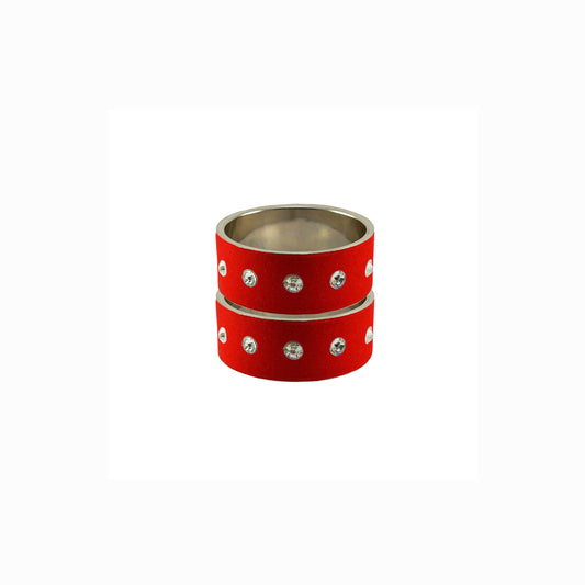 Red Stone Stud Metal Bangle (Pack Of 2) (sku-ban6155)