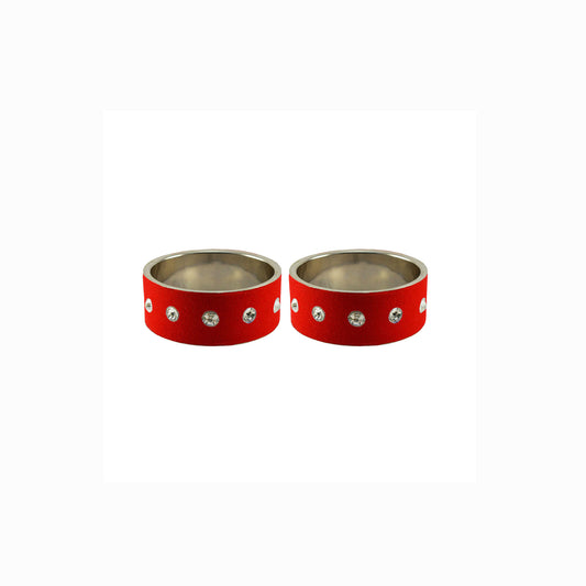 Red Stone Stud Metal Bangle (Pack Of 2) (sku-ban6155)