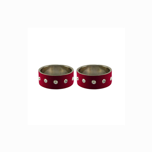 Maroon Stone Stud Metal Bangle (Pack Of 2) (sku-ban6156)