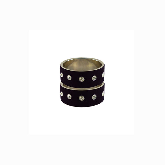 Black Stone Stud Metal Bangle (Pack Of 2) (sku-ban6157)