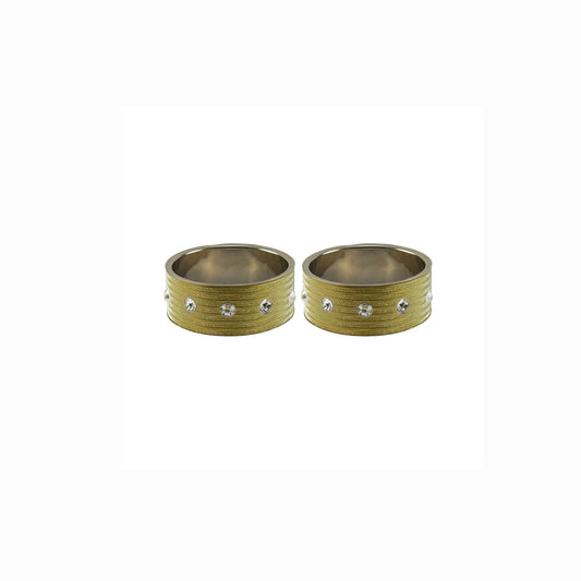 Golden Stone Stud Metal Bangle (Pack Of 2) (sku-ban6158)