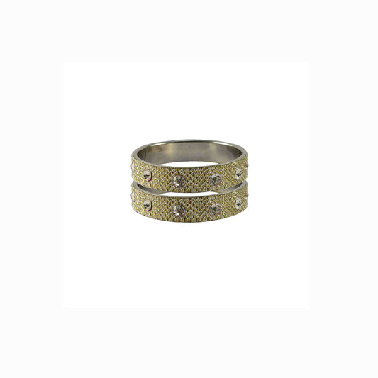 Golden Stone Stud Metal Bangle With Extra Large Size  (Pack Of 2) (sku-ban6162)