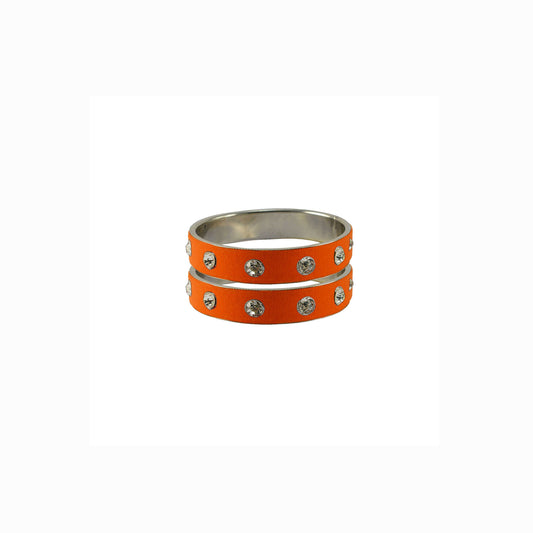 Orange Stone Stud Metal Bangle With Extra Large Size  (Pack Of 2) (sku-ban6163)