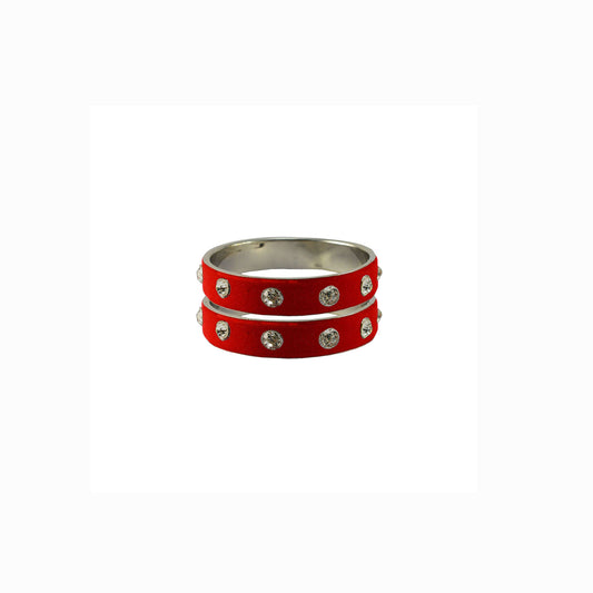 Red Stone Stud Metal Bangle With Extra Large Size  (Pack Of 2) (sku-ban6167)