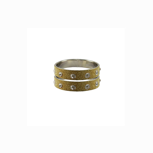 Golden Stone Stud Metal Bangle With Extra Large Size  (Pack Of 2) (sku-ban6173)