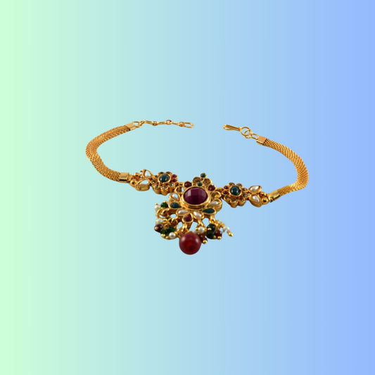 Golden Stone Stud Brass Bajubandh Pack Of-1 (sku-retban655)