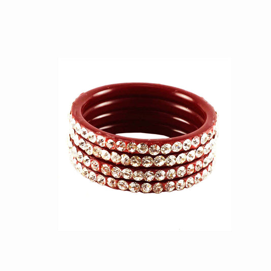 Red Stone Acrylic Bangle With Extra Large Size  (Pack Of 4) (sku-ban895)