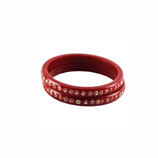 Red stone Acrylic Bangle With Very Extra Large Size  (Pack Of 2) (sku-ban916)