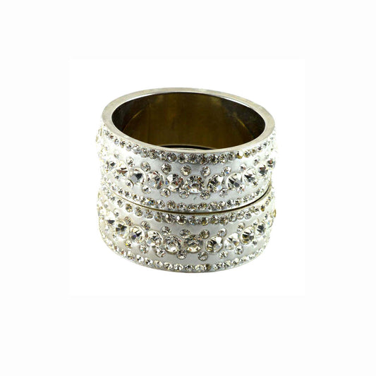 White stone Brass Bangle (Pack Of 2) (sku-ban921)