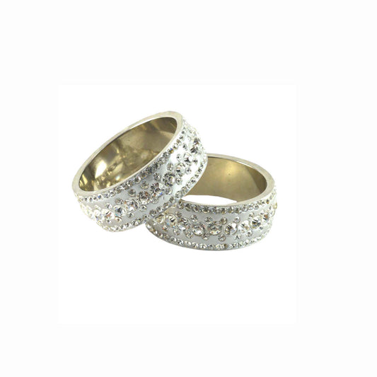 White stone Brass Bangle (Pack Of 2) (sku-ban921)