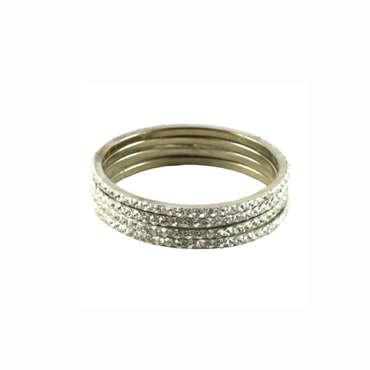 White stone Brass Bangle With Extra Large Size  (Pack Of 4) (sku-ban924)