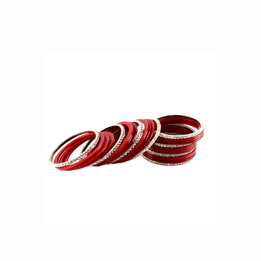 Red Stone Acrylic-Brass Bangle With Extra Large Size  (Pack Of 26) (sku-ban974)