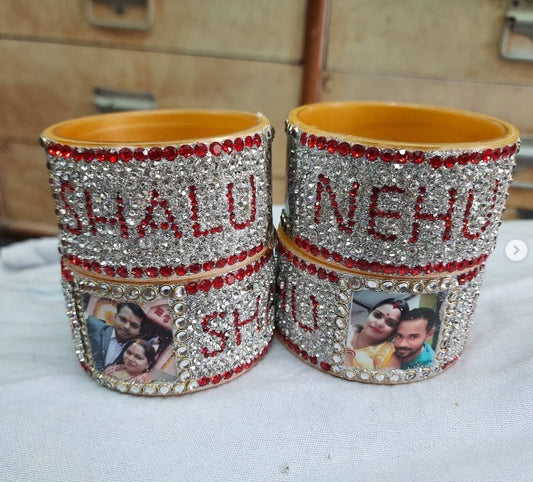 Print Your Photo and Name on Acrylic Bangle Pack Of-2 (sku-bans29699)