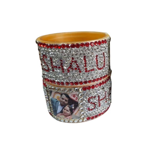 Print Your Photo and Name on Acrylic Bangle Pack Of-2 (sku-bans29699)