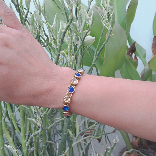 Golden Stone Stud  Brass Bracelet Pack Of-1 (sku-bans29711)