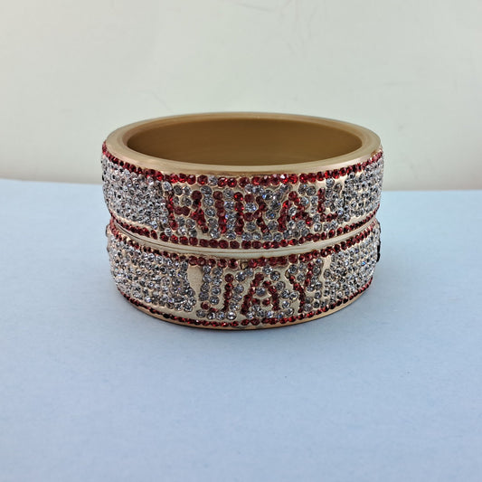 Acrylic White  Stone stud  Name Bangle (sku-bans29739)